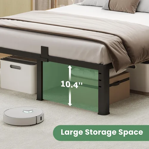 Miniatura 5 de NKZ Base de cama individual de 12 pulgadas, plataforma de metal resistente con patas de esquina redondas, soporte de listones de acero resistente