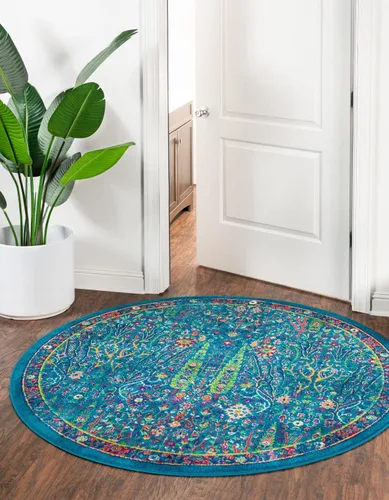 Miniatura 20 de Unique Loom Calypso Collection - Alfombra rectangular de 2 x 3 pies, color aguamarina y azul marino