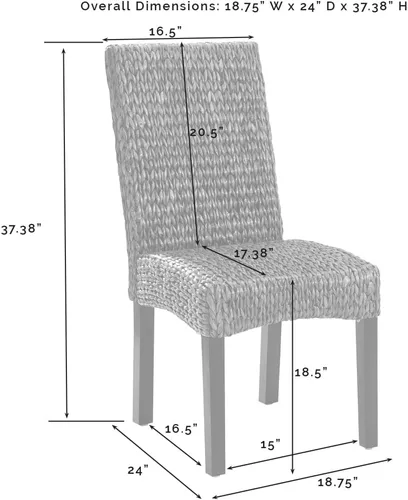 Miniatura 5 de Crosley Furniture Edgewater - Juego de 2 sillas de comedor de ratán de fibra natural tejidas a mano, color hierba marina