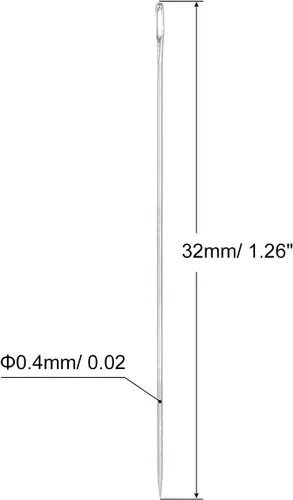 Miniatura 2 de uxcell 30 agujas de abalorios finas, finas, largas, rectas para bordar, de acero inoxidable, 1.26 pulgadas