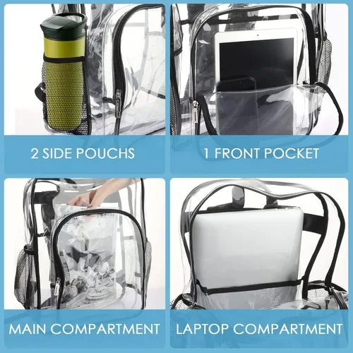 Miniatura 9 de Mochila transparente de PVC grande resistente Mochila transparente, Gris, Transparente