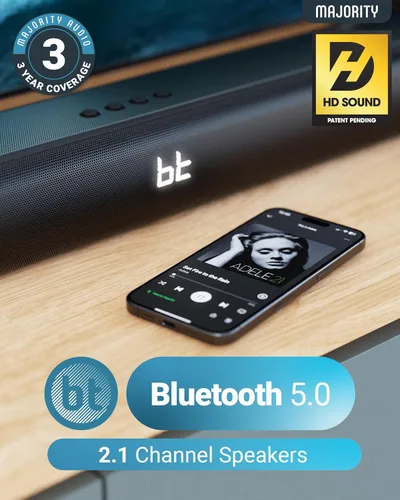Miniatura 3 de Majority Barra de sonido de TV Bluetooth de 120 W para Smart TV, 24 pulgadas, 2.1 canales, sonido 3D con subwoofer integrado, control
