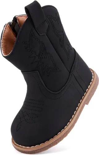 Miniatura 4 de BMCiTYBM Botas de bebé vaqueras para niño y niña, botas vaqueras occidentales para bebé, botas de vaquero para bebé con punta redonda, botas