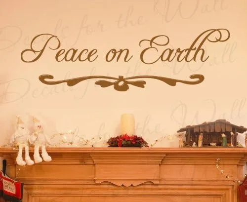 Peace On Earth – Navidad religiosos Dios Cristo Cristiano Biblia vinilo decorativo decoración arte, cita diciendo, decoración de pared, LETTERING –