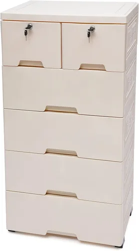 Miniatura 16 de Armario de almacenamiento de plástico de 5 niveles con 5 cajones, armario vertical de almacenamiento de ropa, ahorro de espacio, para el hogar, rosa