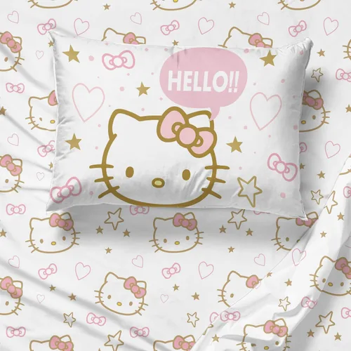 Miniatura 4 de Jay Franco - Juego de edredón individual de Hello Kitty, 5 piezas de ropa de cama que incluye juego de sábanas y fundas de almohada, ropa de cama