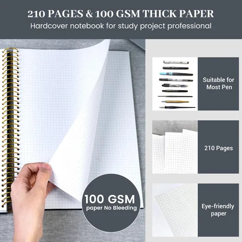 Miniatura 4 de FLYING EAGLE Cuaderno de gráficos grande de 8.5 x 11 pulgadas, cuadrícula gráfica en espiral, 210 páginas, cuaderno gráfico de tapa dura, cuaderno