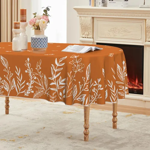 Miniatura 12 de Horaldaily Fall Tablecloth 52×70 Inch Rectangular, Thanksgiving Autumn Harvest Blue Wild Flowers Table Cover for Party Picnic Dinner Decor