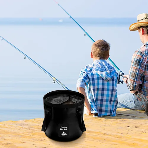 Miniatura 4 de Cubo plegable con asa, contenedor de agua plegable ligero, cubo plegable portátil para pesca, camping, senderismo, mochileros, supervivencia al aire