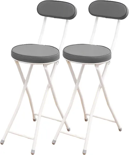 Miniatura 8 de 2-Pack Simple Bar Height Folding Chairs, Casual Wrought Iron Back Chairs, X-Frame Structure(Brown Color)