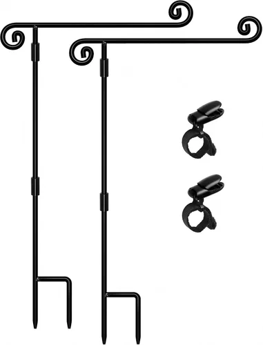 Miniatura 8 de HOOSUN Soporte para Bandera de Jardín, Soporte de Hierro Forjado para Bandera de Patio, Soporte Perfecto para Banderas de Jardín de 12.5x18