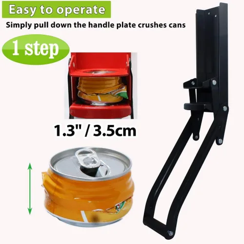 Miniatura 4 de laffeya Trituradora de latas, trituradora de latas montada en la pared, trituradora de latas de 16 onzas para triturar latas de soda y cerveza, Negro