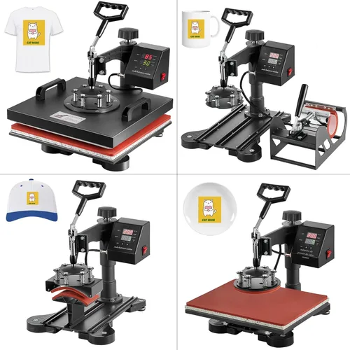 Miniatura 8 de TOPDEEP Máquina de prensa de calor 5 en 1, prensa de calor de 15 x 15 pulgadas, máquina de prensado de camisetas, diseño deslizante, máquina