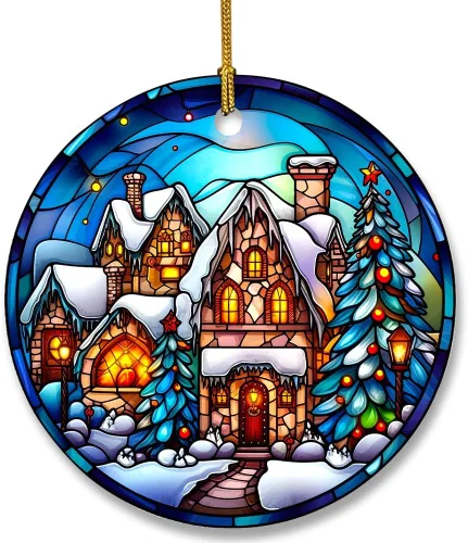 Miniatura 6 de Adorno de cerámica divertido - Papá Noel travieso y ciervo "Deseo que no te traiga nada más que una feliz Navidad" - Adornos para el hogar, adorno
