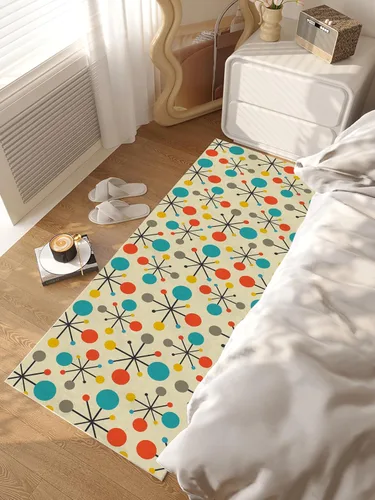 Miniatura 3 de Alfombra Pasillera Retro para Pasillos, Alfombras Pasilleras de Cocina Modernas de Mediados de Siglo Antideslizantes 2'x 6', Alfombra Amarilla