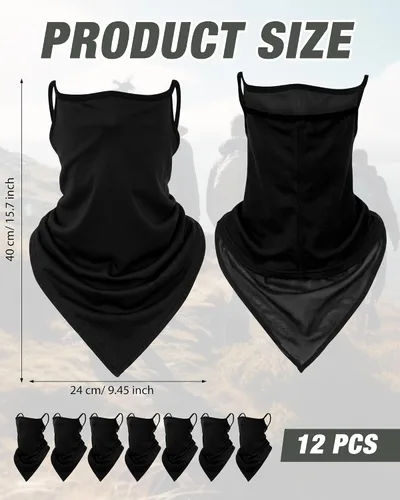 Miniatura 2 de JaGely Paquete de 12 polainas para el cuello, bufanda, máscara elástica con cinta elástica para las orejas, diadema absorbente para mujeres
