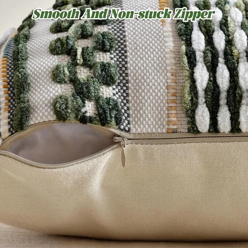 Miniatura 3 de AmHoo - Fundas de almohada de 18 x 18 pulgadas con borlas, fundas de almohada decorativas tejidas con textura de chenilla estilo boho para sofá