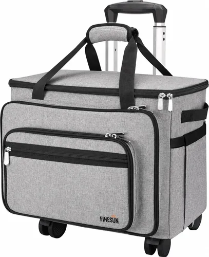 Miniatura 8 de FINESUN Funda para máquina de coser con ruedas, plegable, bolsa de transporte de lujo para máquina de coser para Brother, Singer, Janome y la Púrpura