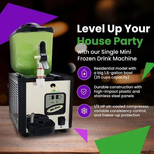 Miniatura 2 de Margarita Girl Máquina de bebidas congeladas congeladas de un solo tazón, modelo versátil de alta capacidad con un tazón de 1.6 galones, hace 25