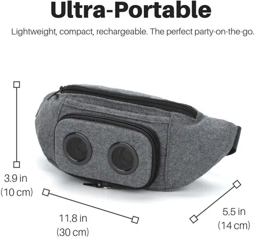 Miniatura 3 de Fannypack con altavoces. Riñonera Bluetooth para fiestas/festivales/ravos/playa/barcos. Recargable, funciona con iPhone y Android (gris)
