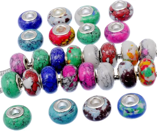 Miniatura 5 de rubyca Mix piedra encanto Beads Fit Europea encanto pulsera de joyas