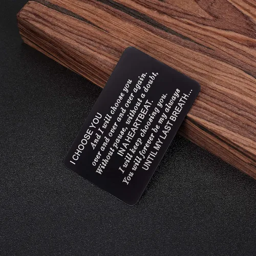 Miniatura 4 de Mini tarjetas de metal grabadas personalizadas para hombres, I Choose You, tarjetas especiales personalizadas para él, marido, novio, prometido