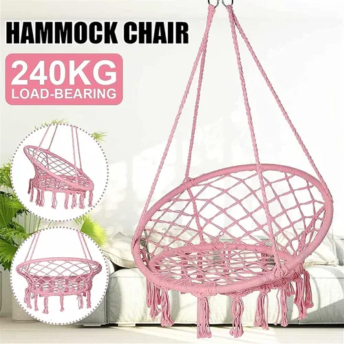 Miniatura 2 de Columpios Hamaca Silla Flecos Borlas Exquisita Silla Colgante Redonda de Ensueño Silla colgante Cuerda de algodón Macramé Sillas