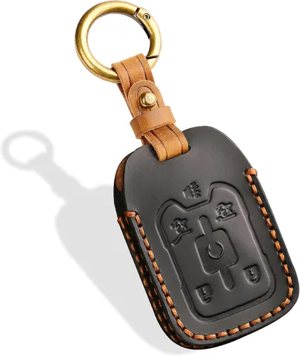 Funda de llave de cuero de 6 botones, compatible con GMC Yukon Chevy Suburban Tahoe 2015-2020 etc, diseño sin tornillos estilo retro protector de