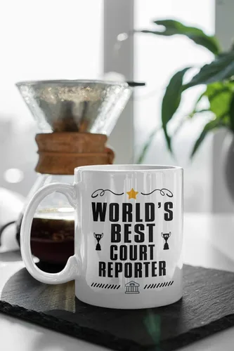 Miniatura 4 de Casitika Regalos para reportero de la corte. Taza de café de informes judiciales de 11 onzas. El mejor reportero del mundo. Idea de regalo