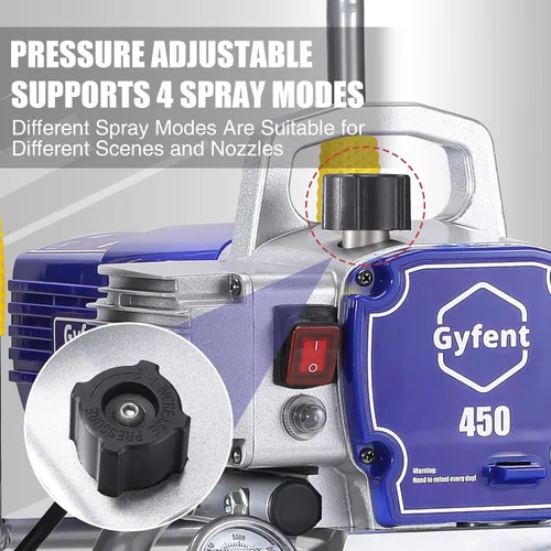 Miniatura 6 de Rociador de pintura sin aire 450, pulverizador de pintura de 0.47 GPM para interior del hogar, 3300 psi, 900 W, pulverizador sin aire de alta