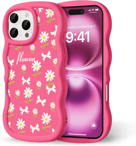 Miniatura 104 de Compatible con iPhone SE/8/7 Funda para Mujeres y Niñas, Marco Ondulado Rizado con Patrón Lindo, Estética Delgada Suave Silicona TPU Parachoques