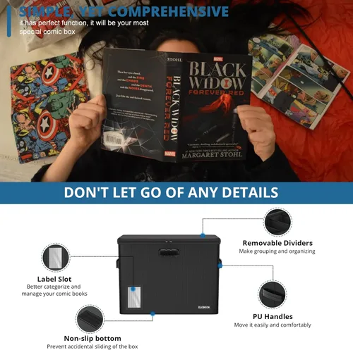 Miniatura 4 de Almacenamiento de cómics graduado para 30 cómics, resistente al fuego, resistente al agua y a la humedad, apilable, caja de cómics CGC con ventana