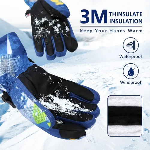 Miniatura 3 de Guantes de esquí, guantes de nieve impermeables y transpirables más cálidos para clima frío, se adaptan tanto a hombres como a mujeres, para padres
