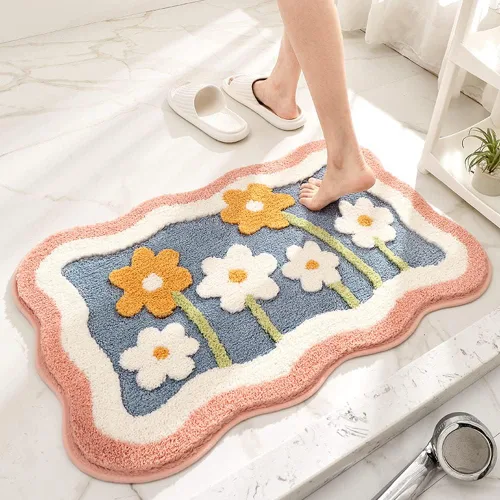 Miniatura 14 de Hi Space Alfombra de baño de 31.5 x 19.7 pulgadas, antideslizante, lavable a máquina, suave, absorbente, bonita, alfombra de baño de felpa
