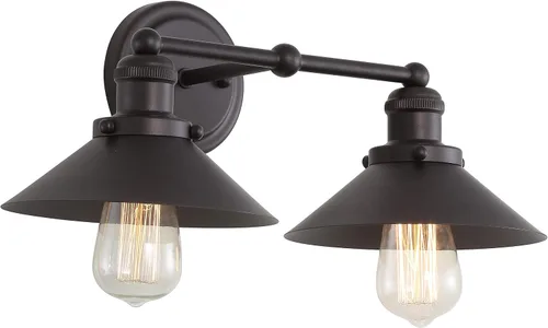 Miniatura 24 de JONATHAN Y JYL7427B JYL7427B del 17 de julio, lámpara de pared de sombra metálica de 44.5 cm con 2 luces, estilo granja contemporáneo transicional