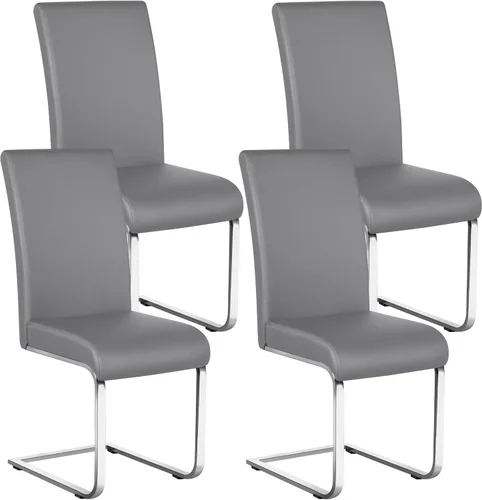 Miniatura 14 de Yaheetech Juego de 2 sillas de comedor modernas tapizadas de piel sintética con respaldo alto y patas metálicas cromadas para cocina, sala de estar