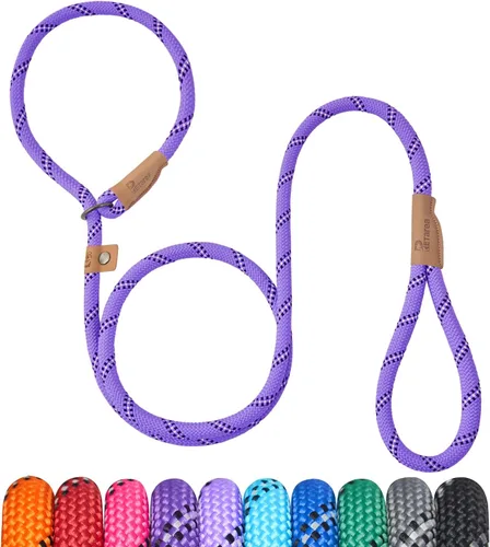 Miniatura 16 de Correa deslizante de 5 pies para perro, correa de cuerda resistente para perros pequeños, medianos y grandes, correa de entrenamiento sin tirones