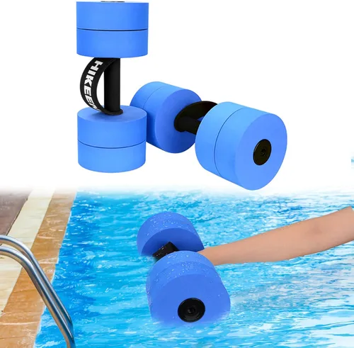 Hikeen Mancuernas de ejercicio acuático con 4 pesas de espuma EVA de alta densidad para piscina, resistencia a la piscina, para aeróbic acuático,