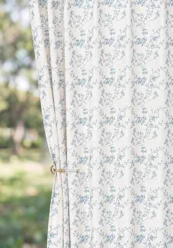 Miniatura 10 de Cortinas plisadas semitraslúcidas filtrantes de luz, de mezcla de lino de lujo, para sala de estar, dormitorio, comedor, casa rural estampada, juego