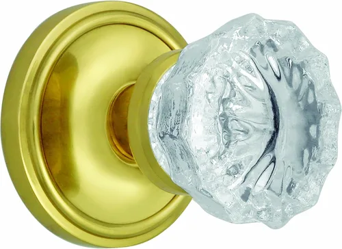 Miniatura 12 de Nostalgic Roseta clásica de almacén con pomo de puerta de cristal Latón pulido