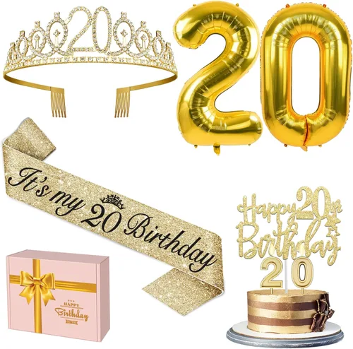 Miniatura 27 de Decoraciones doradas de 70 cumpleaños para mujer con banda y tiara de cumpleaños 70, adorno para pastel y velas, globos de números, regalos de 70