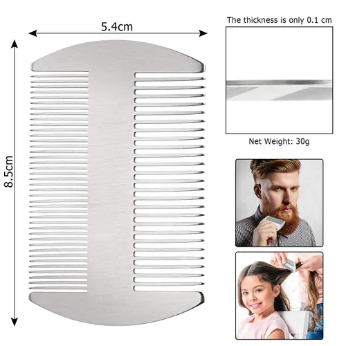 Miniatura 2 de Boao 2 peines de metal para el cabello para mujeres y hombres, peine de acero inoxidable para barba, bigote, tamaño de tarjeta de crédito, cartera