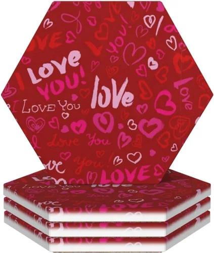 Miniatura 19 de Juego de 4 posavasos rojos de Navidad para mesa de café, tazas, bar, cerveza, escritorio, posavasos redondos de cerámica absorbente para mesa