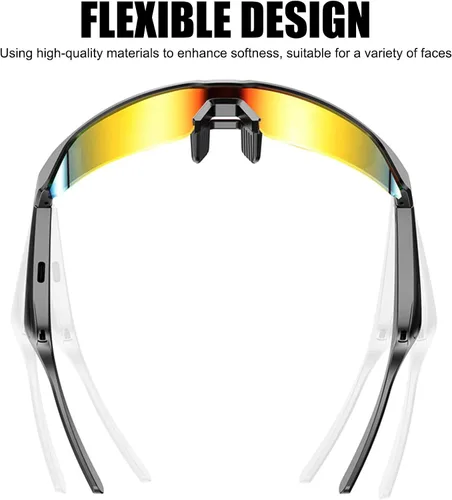 Miniatura 2 de OBEST Gafas de sol inteligentes deportivas, estilo auricular, gafas de ciclismo Bluetooth con lentes polarizadas, altavoces de música de oído