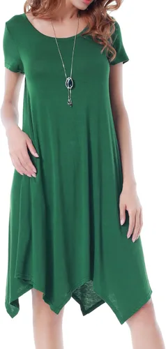 Miniatura 5 de Invug Vestido casual de manga corta con cuello redondo y bolsillos para mujer