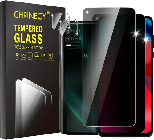 Paquete de 4 protectores de pantalla de privacidad para Motorola Moto G Stylus 5G (2021) con 2 protectores de lente de cámara, dureza 9H, antiespía