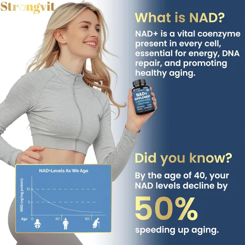 Miniatura 2 de StrongVit Suplemento NAD con Resveratrol y Urolithin-A, Complejo Anti-Edad para Mujeres y Hombres. NAD Liposomal Plus, 1000mg de Potenciador NAD+