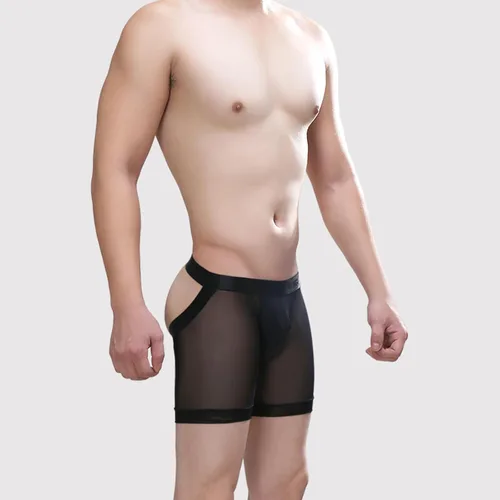 Miniatura 2 de Evankin Calzoncillos tipo bóxer sexy para hombre, ropa interior de seda de hielo, ropa interior de malla, transparente, lencería sin culo