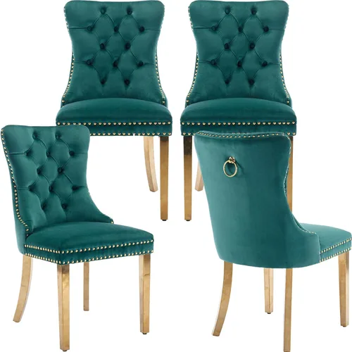 Miniatura 17 de Juego de 2 sillas de comedor modernas de mediados de siglo, sillas de cocina tapizadas de terciopelo beige, sillas de cocina y comedor, patas