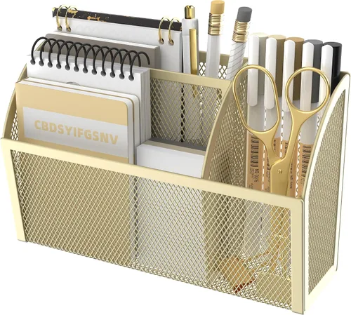 Miniatura 8 de DALTACK Soporte magnético para lápices, estante de malla de 3 rejillas para pizarra blanca, refrigerador y casillero, organizador para el hogar
